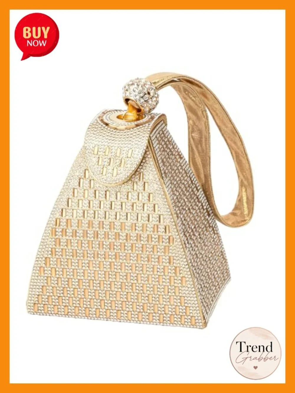 Rhinestone Pyramid Clutch Bag for Evening Parties